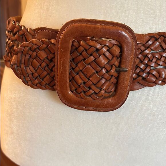 Vintage Land's End Wide Braided Leather Belt - M - Picture 2 of 7